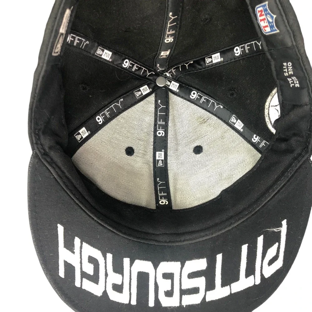 New Era Pittsburg Steelers Hat Baseball Cap One Size Trucker Black Embroidered